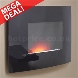 Be Modern Dante Curved Black Glass Wall Mounted Electric Fire