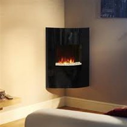 Be Modern Calisto Curved Black Glass Wall Mounted Electric Fire