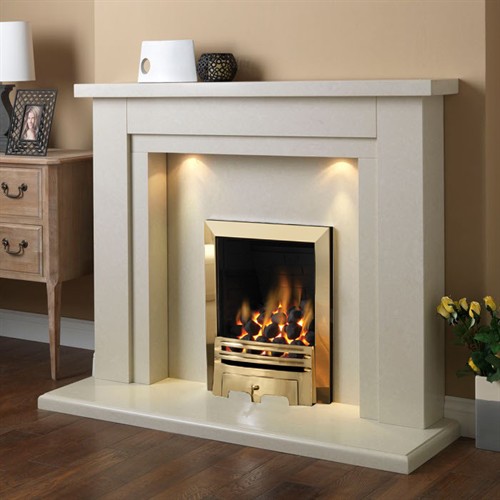 Pureglow Hanley Marble Fireplace Suite with Gas Fire Hotprice.co.uk