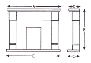 Be Modern Roma Marble Fireplace Suite Sizes
