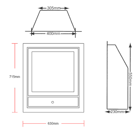 Crystal Fires Montana Royale High Efficiency Hole-in-the-Wall Gas Fire Sizes