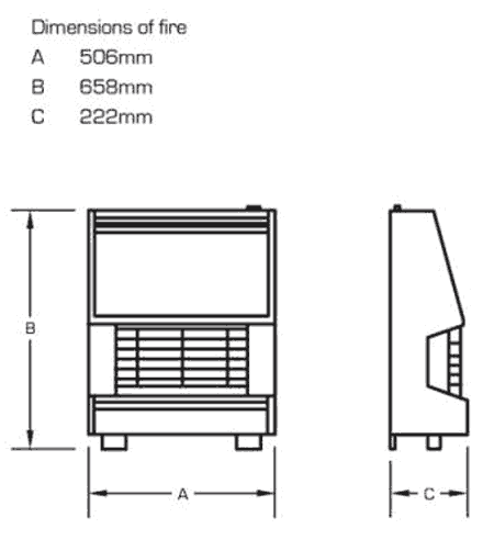 Flavel Finesse Gas Fire Sizes