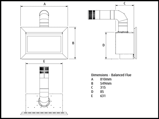 Flavel Jazz Hole-in-the-Wall Balanced Flue Gas Fire Sizes
