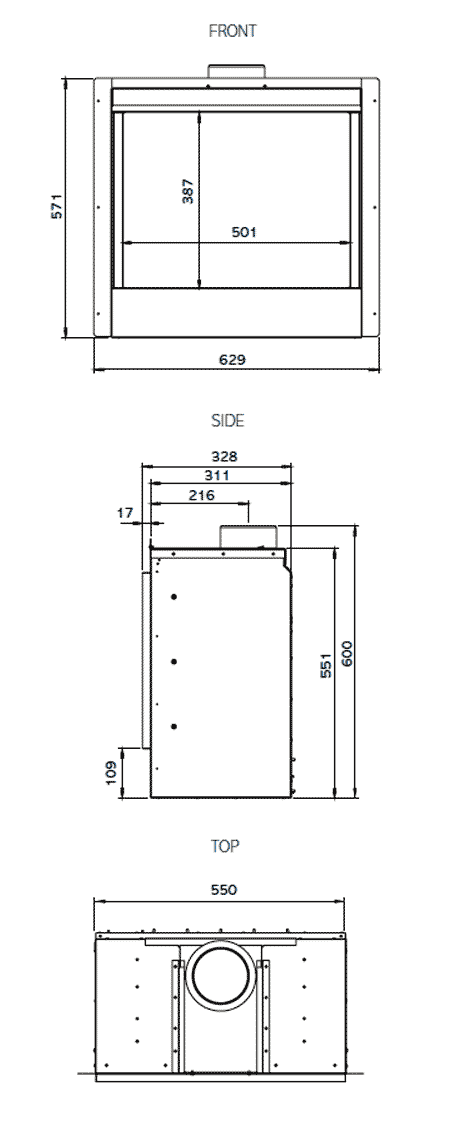 Gazco Riva 2 500 Edge Gas Fire Sizes
