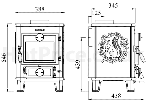 Morso Squirrel 1410 Multifuel / Woodburning Stove Sizes