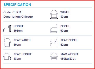 Restwell Chicago Electric Rise & Recliner Chair Sizes
