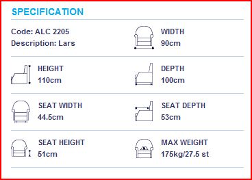 Restwell Lars Electric Rise & Recliner Chair Sizes