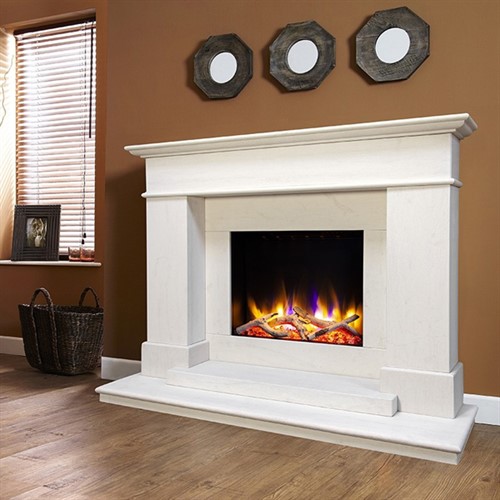 Celsi Ultiflame VR Boticelli Limestone Electric Fireplace Suite