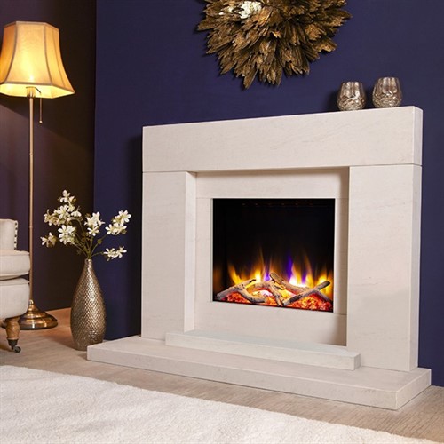 Celsi Ultiflame VR Pablo Limestone Electric Fireplace Suite