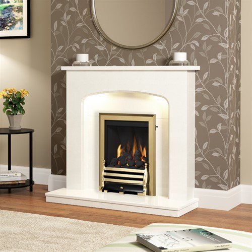 FLARE Collection by Be Modern Tasmin Marble Fireplace Suite