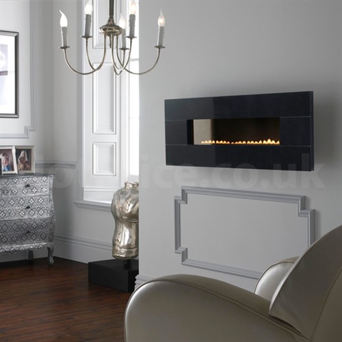 Eko Fires 5090 Wall Mounted Flueless Gas Fire - Black Granite