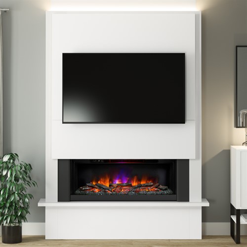 Silver electric fireplace tv stand discount