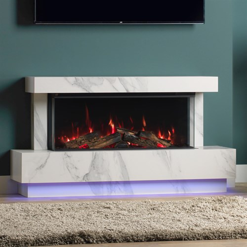 Vision E-Line Solus VS100 Zenith Calacatta Electric Fireplace Suite