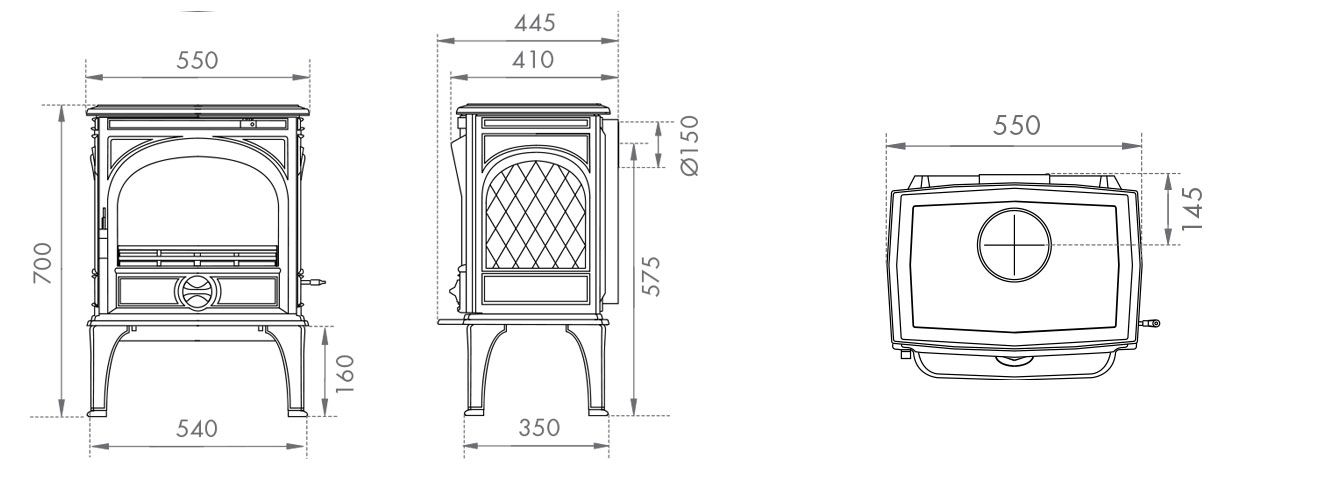 Dovre 425 Multifuel Stove Sizes