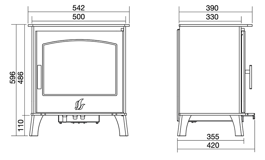 ACR Astwood II Multifuel Stove Sizes
