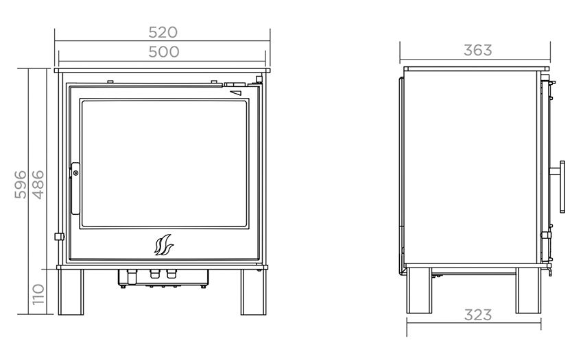 ACR Buxton II Multifuel Stove Sizes