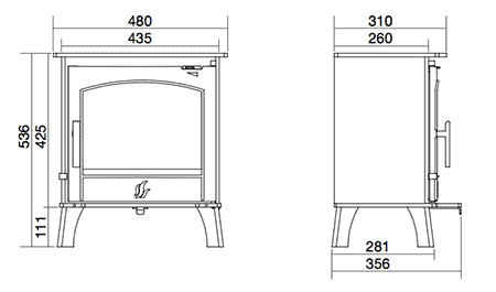 Evolve Earlswood Multifuel / Wood Burning Stove Sizes