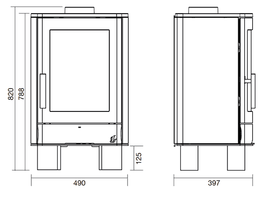 ACR NEO 1F / 3F Contemporary Multifuel Stove Sizes