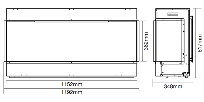 ACR PR1200-e Electric Insert Dimensions