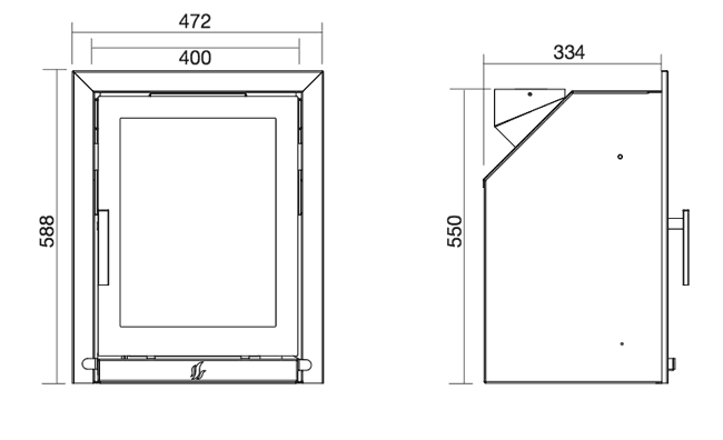 ACR Tenbury T400 Multifuel Inset Stove Sizes