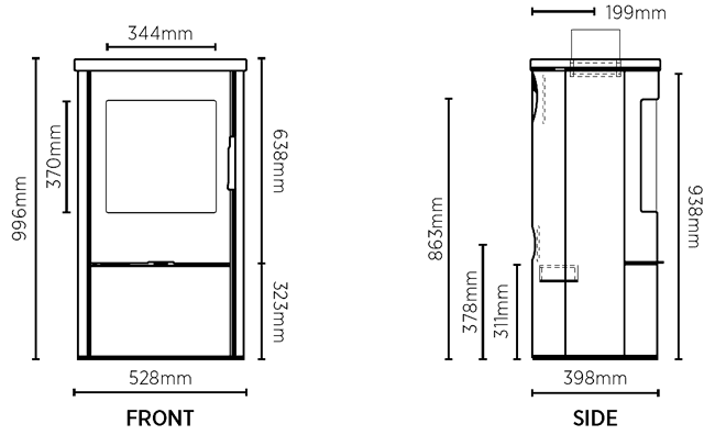AGA Lawley Woodburning Stove Sizes