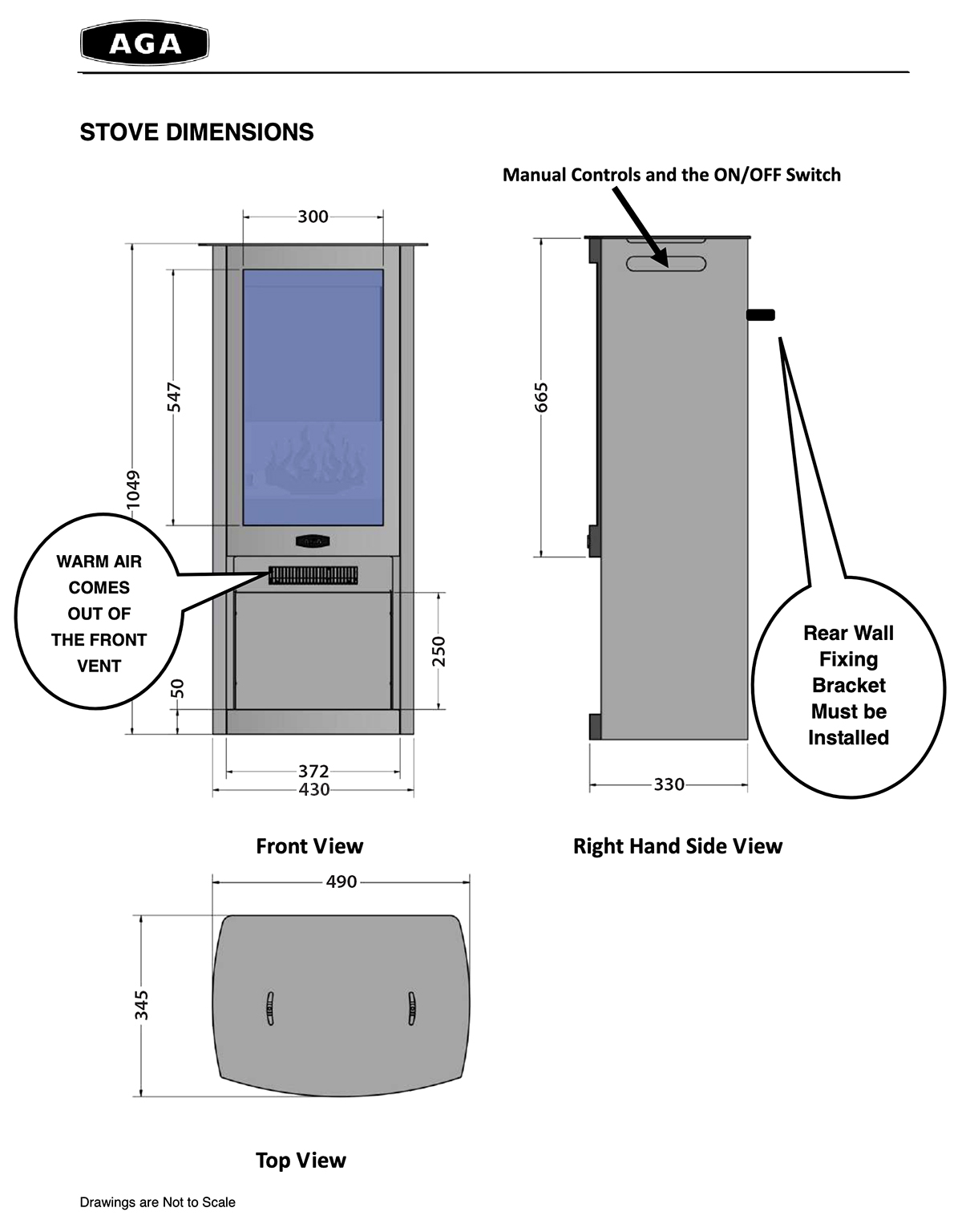 AGA Westbury Electric Stove Dimensions