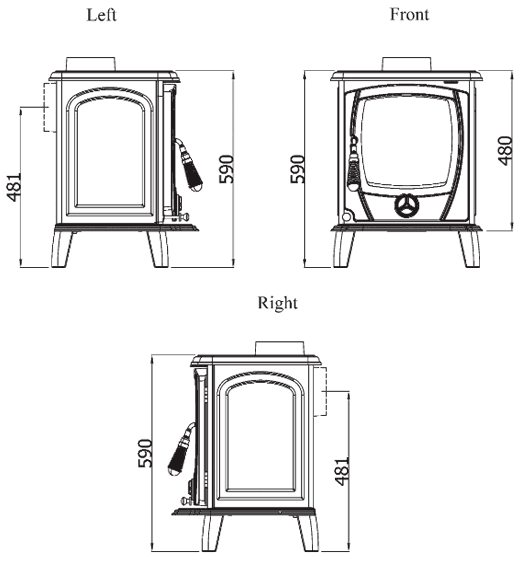 AGA Wren Stove Dimensions