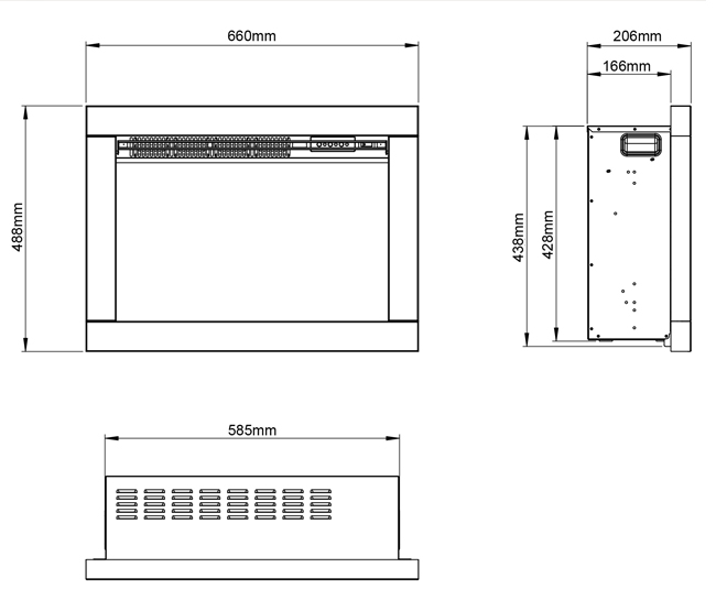 Adali electric fire sizes