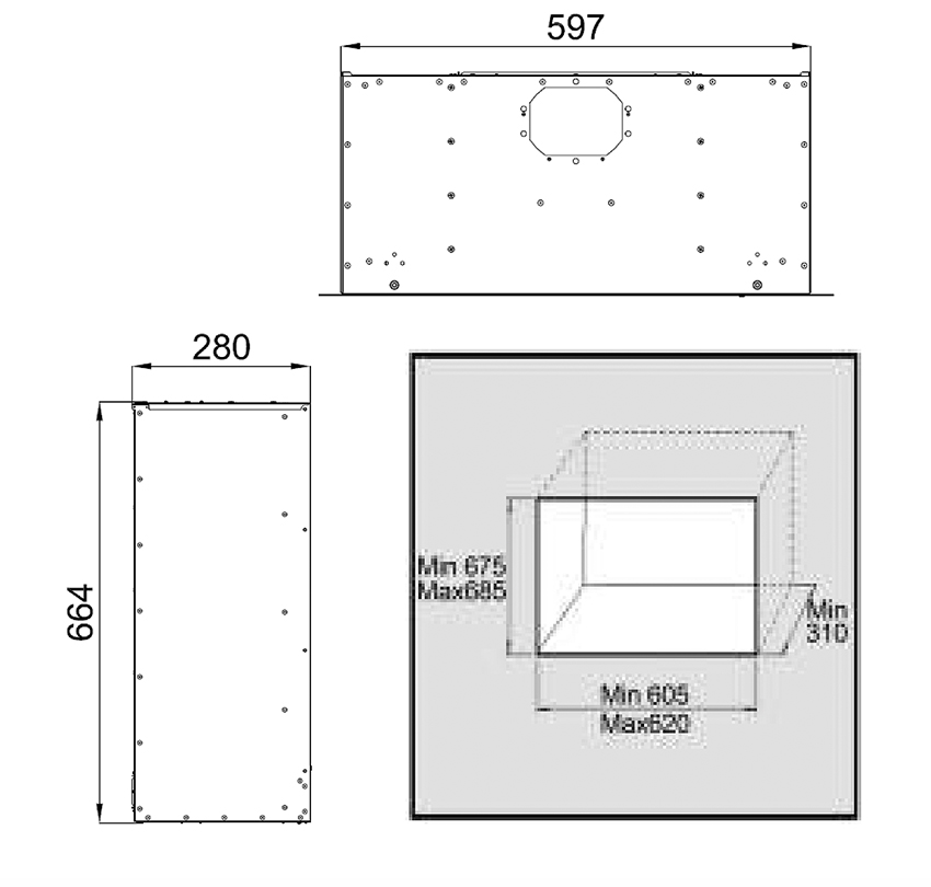 Adore 600 HE Gas Fire Dimensions