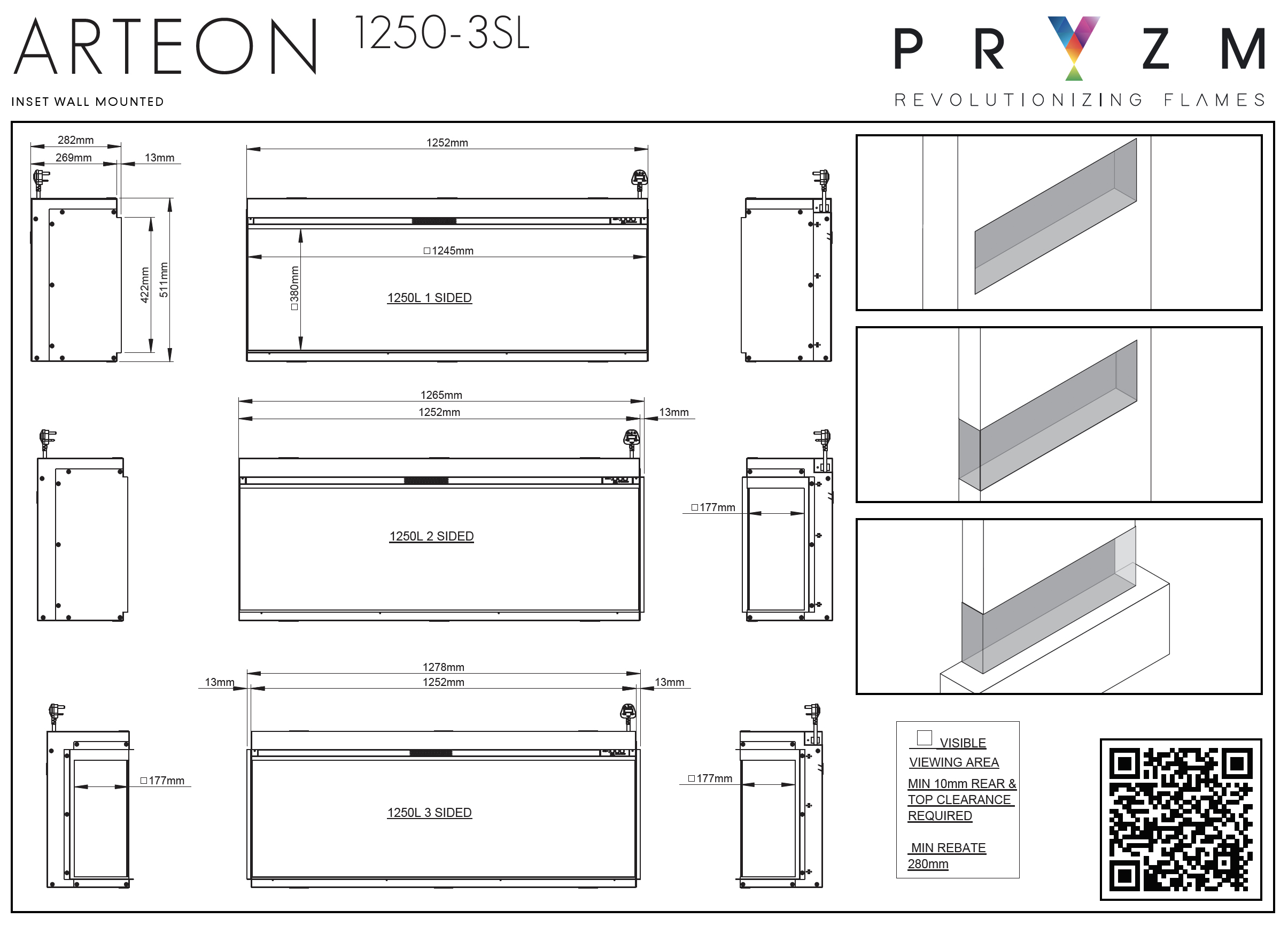 Elgin & Hall Arteon 1250 Fire Dimensions