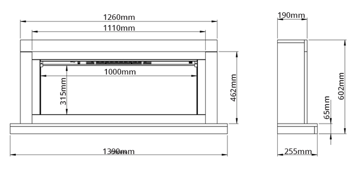 Be Modern Elyce Grande Fireplace Suite Sizes