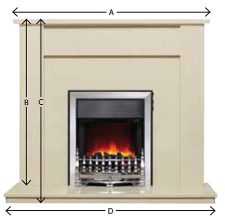 Be Modern Allegra Marble Fireplace Suite Sizes