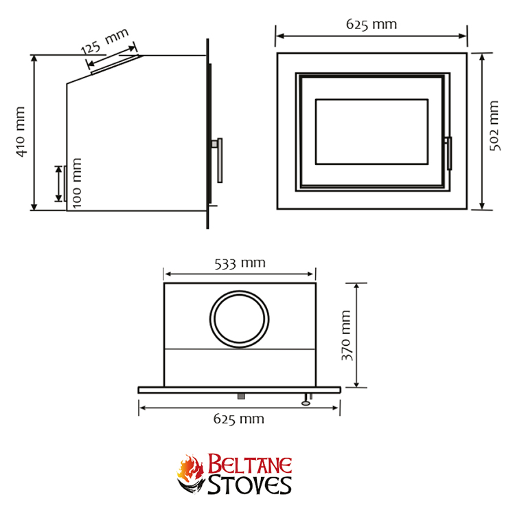 Beltane Holford Landscape Inset Stove Dimensions