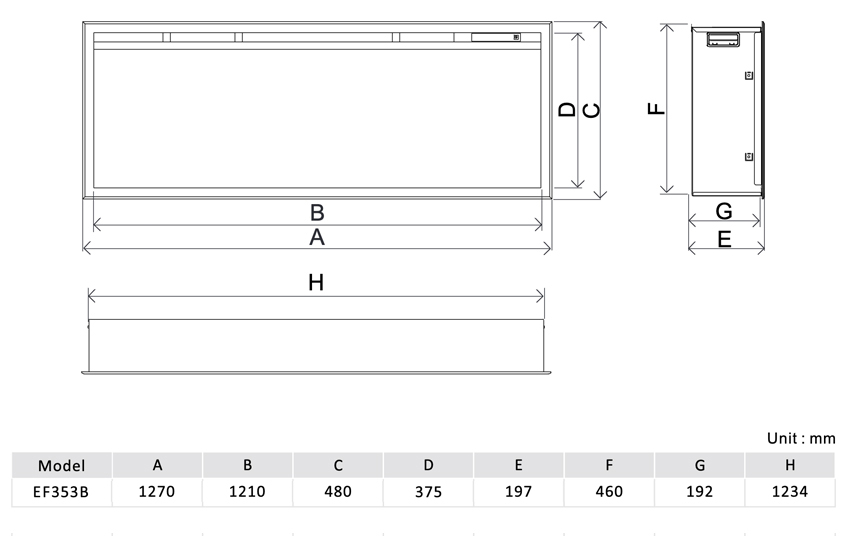 Alnwick 1300 Electric Fire Sizes