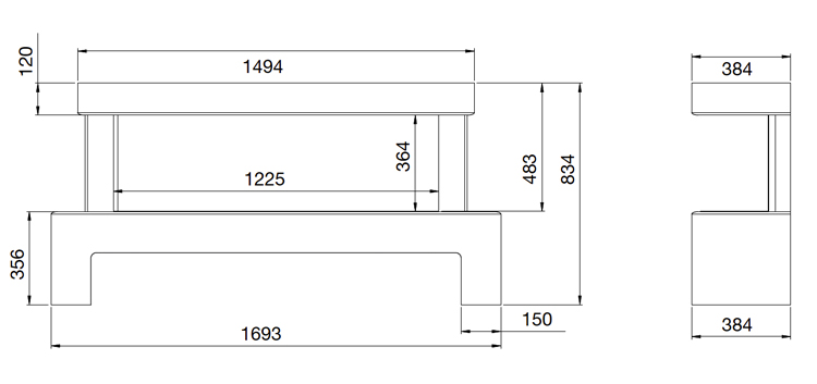 ACR Brindley Floor Standing Suite Dimensions