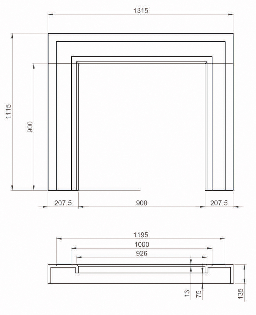 Brooksby Fireplace Surround SIzes