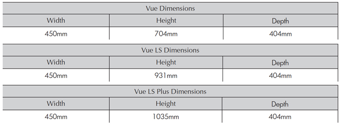 Broseley Vue Stove Sizes