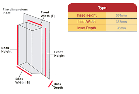 Burley Perception 4267 Flueless Gas Fire Sizes