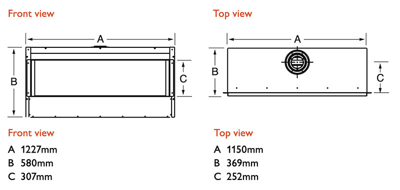 Carmelo HE High Efficiency Balanced Flue Gas Fire Sizes