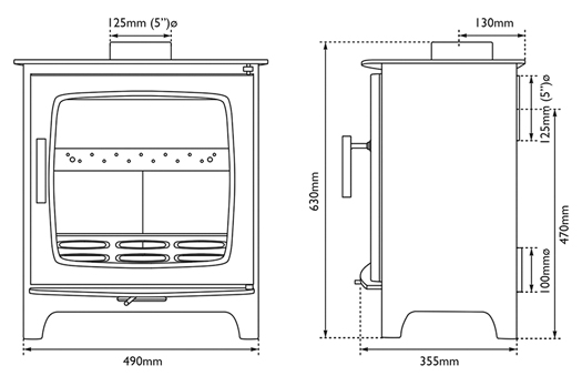 Carron ECO Revolution 5kW Stove Sizes