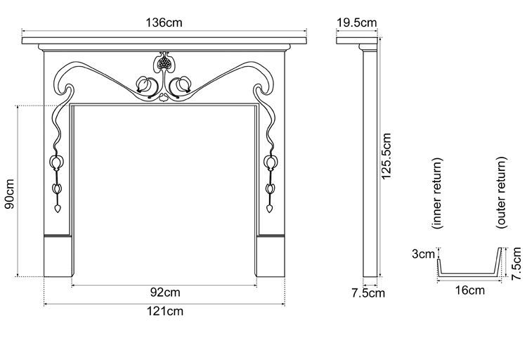 Carron Art Nouveau Fireplace Dimensions