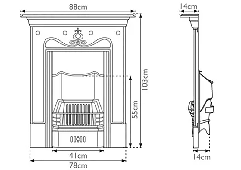 Carron Tulip Cast Iron Fireplace Sizes