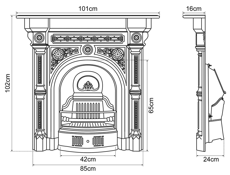 Carron Tweed Cast Iron Fireplace Sizes