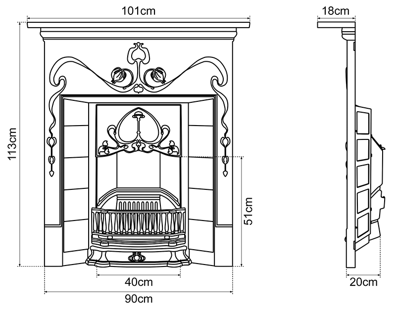 Carron Valentine Cast Iron Fireplace Sizes