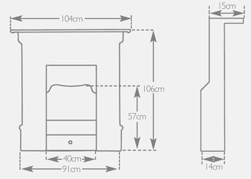 Carron Bella (Large) Cast Iron Fireplace Sizes