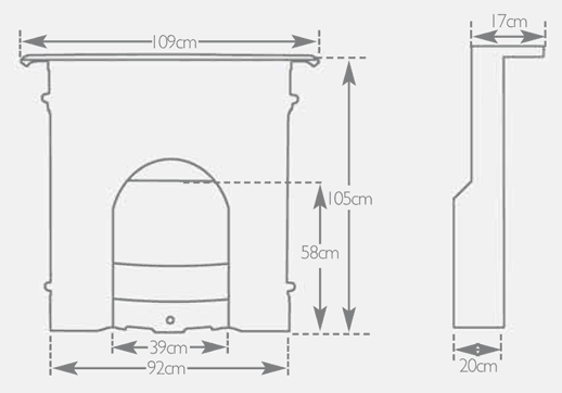 Carron Victorian (Large) Cast Iron Fireplace Sizes