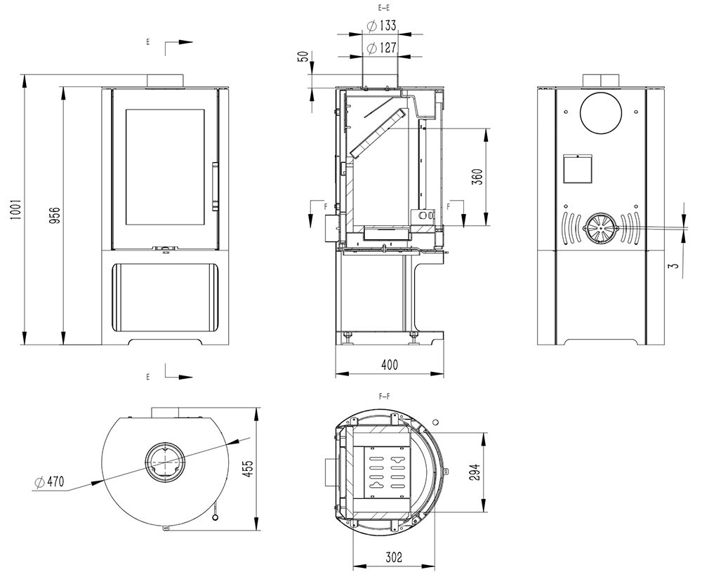 Cast Tec CT5 Stove Dimensions