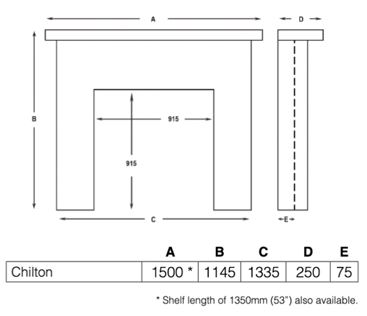 Cast Tec Chilton Limestone Fireplace Sizes