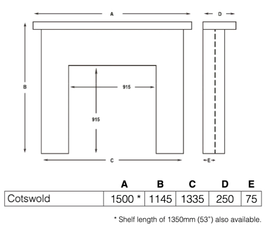 Cast Tec Costwold Limestone Fireplace Sizes