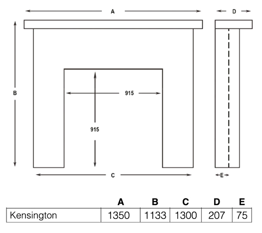 Cast Tec Flat Kensington Limestone Fireplace Sizes